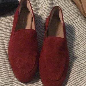 Never worn red suede loafers